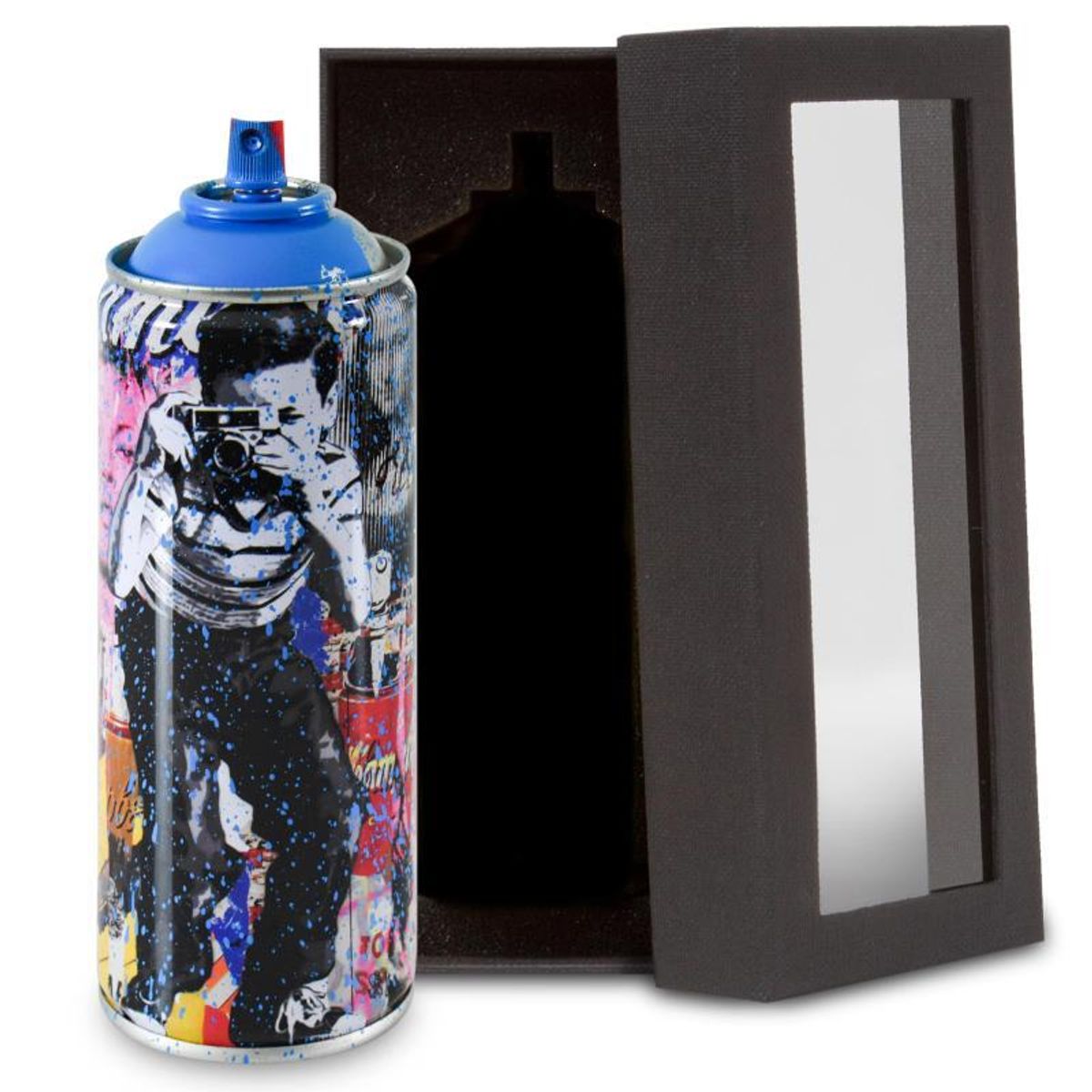 Mr. Brainwash, "Smile - Full (Cyan)" Limited Edition Hand Painted Spray Can with Plate Signature.