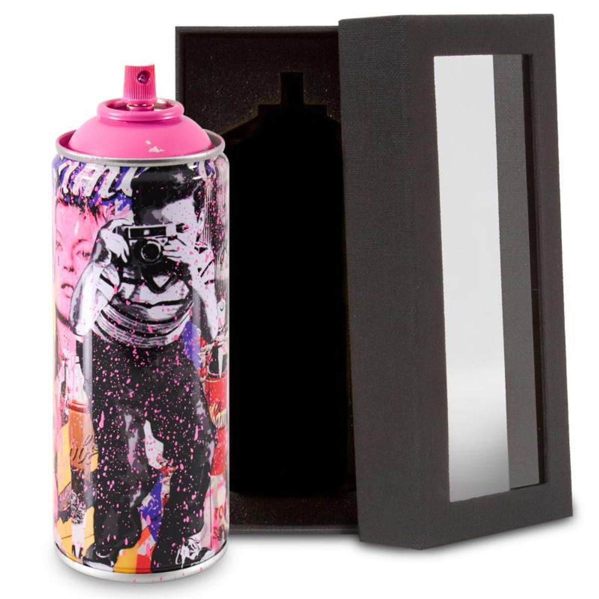 Mr. Brainwash, "Smile - Full (Pink)" Limited Edition Hand Painted Spray Can with Plate Signature.