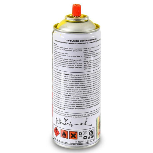 Mr. Brainwash, "Smile - Full (Yellow)" Limited Edition Hand Painted Spray Can with Plate Signature.