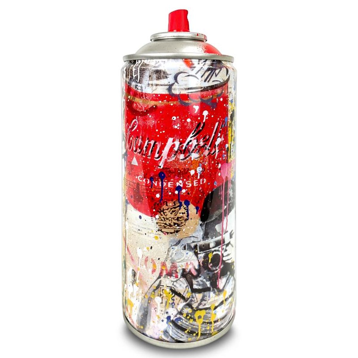 Mr. Brainwash, "Smile (Red)" Limited Edition Hand Painted Spray Can with Plate Signature.