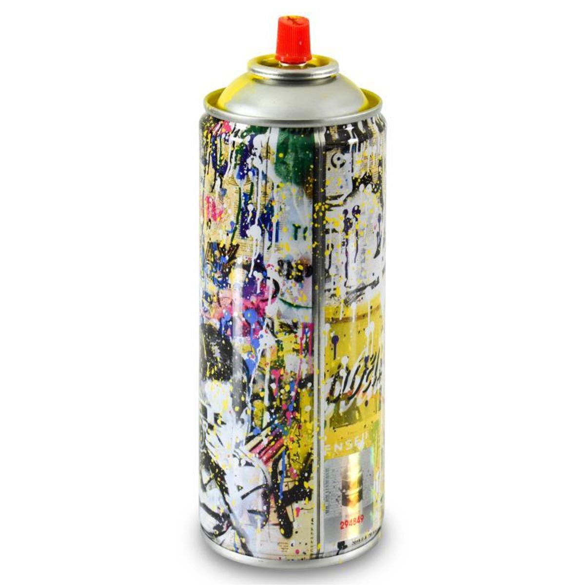 Mr. Brainwash, "Smile - Portrait (Yellow)" Limited Edition Hand Painted Spray Can with Plate Signature.