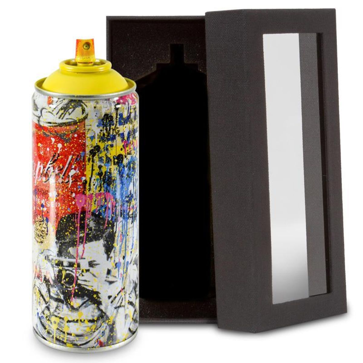 Mr. Brainwash, "Smile - Portrait (Yellow)" Limited Edition Hand Painted Spray Can with Plate Signature.