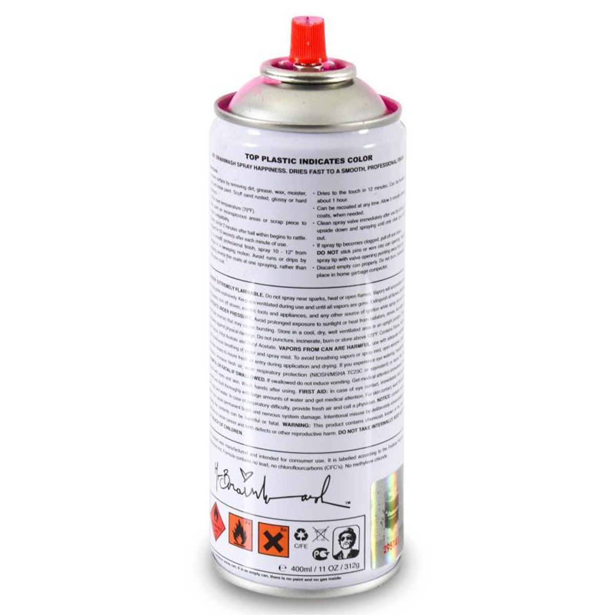 Mr. Brainwash, "Work Well Together (Pink)" Limited Edition Hand Painted Spray Can with Plate Signature.