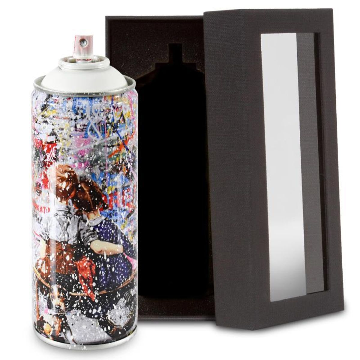 Mr. Brainwash, "Work Well Together (White)" Limited Edition Hand Painted Spray Can with Plate Signature.