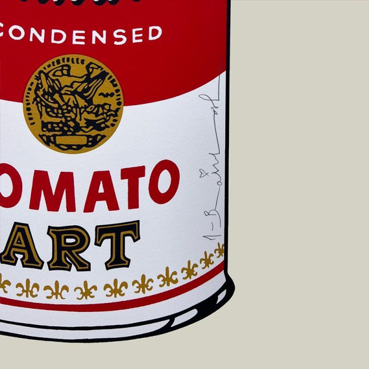 Mr. Brainwash, "Tomato Pop (Off-White)" Framed Limited Edition Hand-Finished Silk Screen. Hand Signed and Certificate of Authenticity.