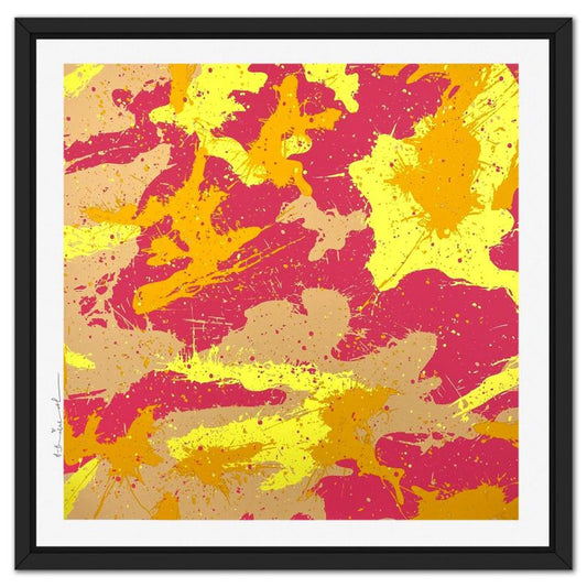 Mr. Brainwash, "Camo Splash E" Framed Limited Edition Silk Screen, Hand Signed with Certificate of Authenticity.