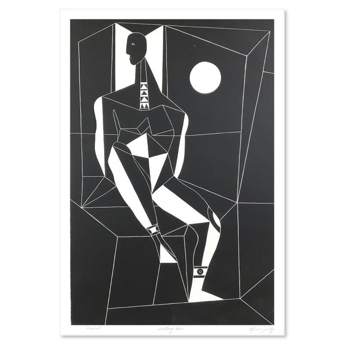 Neal Doty (1941-2016), "Solitary Man" Limited Edition Linocut, Numbered and Hand Signed with Letter of Authenticity.