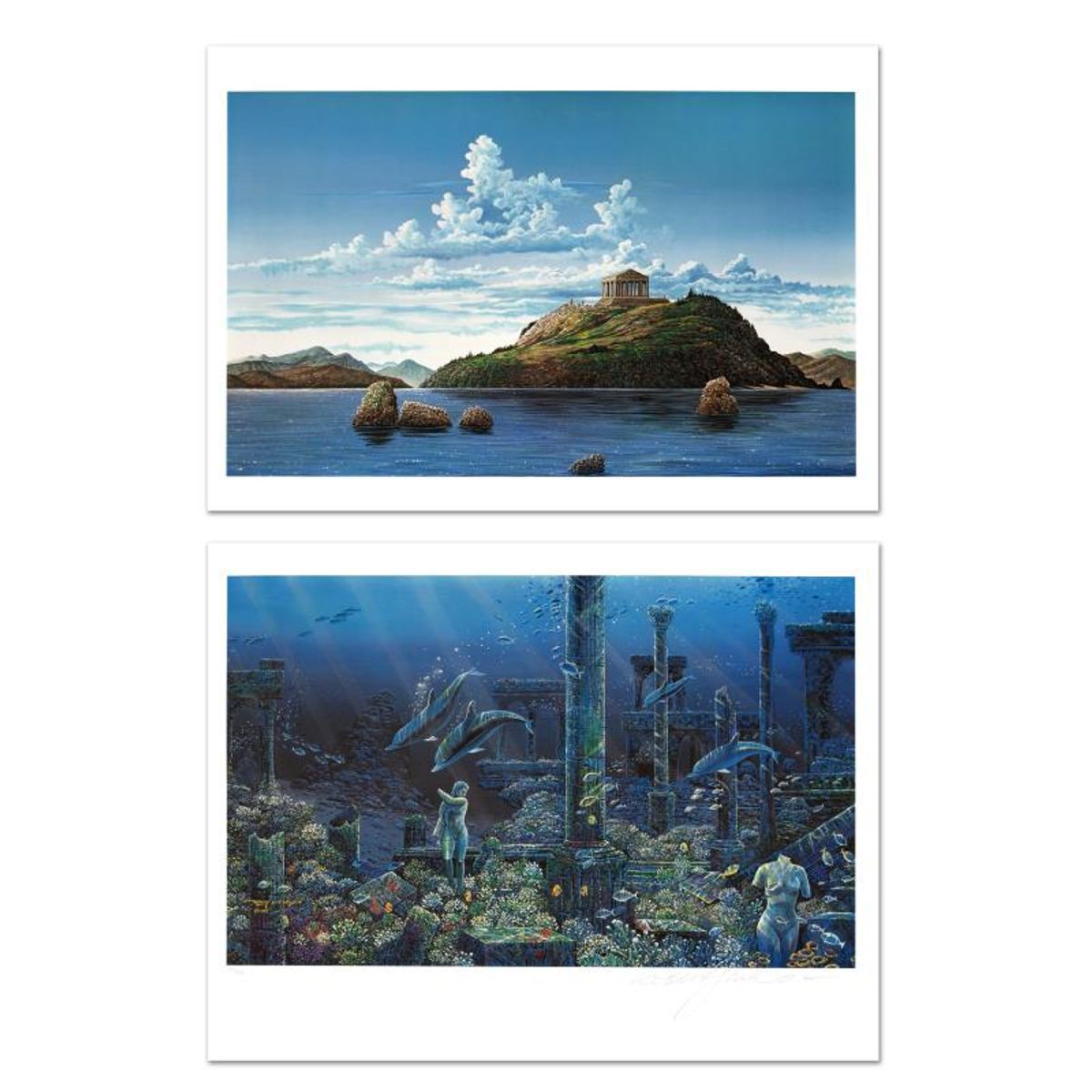 Robert Lyn Nelson, "Athenian Odyssey" Limited Edition Mixed Media Diptych, Numbered and Hand Signed with Letter of Authenticity.
