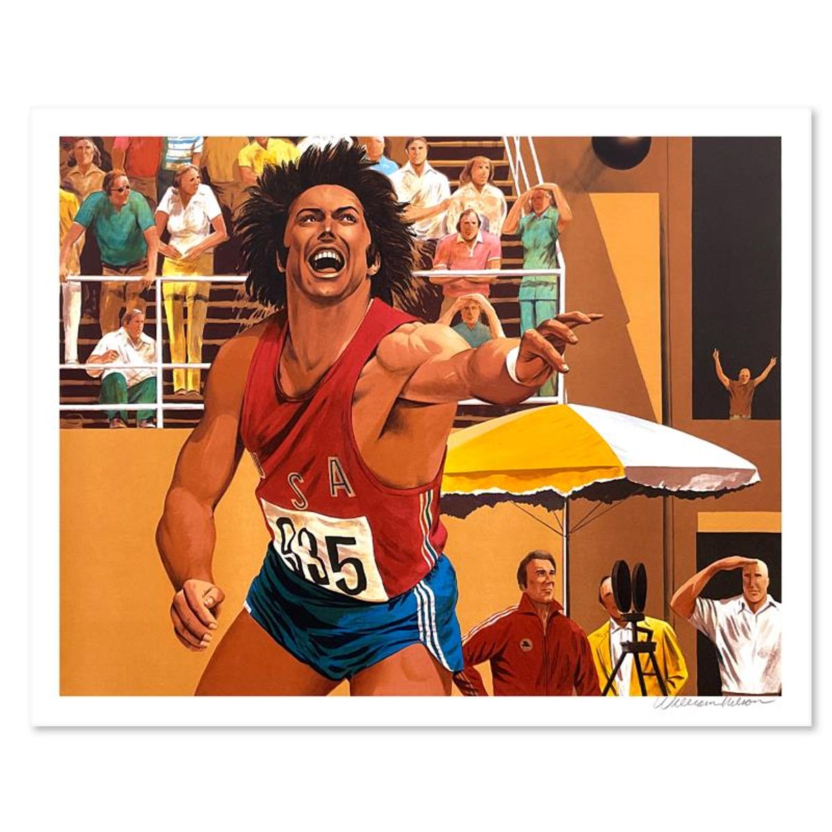William Nelson, "Shot Put: Bruce Jenner" Limited Edition Lithograph, Numbered and Hand Signed with Letter of Authenticity.