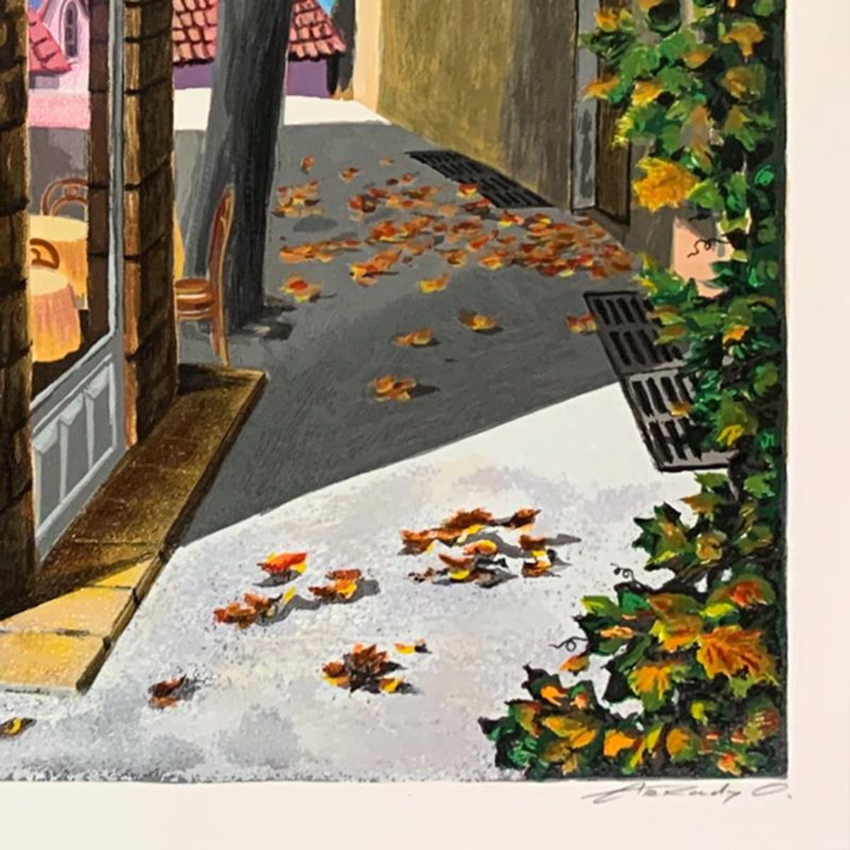 Arkady Ostritsky, "Cafe Claude Chevalier" Hand Signed Limited Edition Serigraph on Paper with Letter of Authenticity.