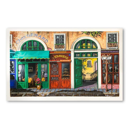 Arkady Ostritsky, "Chez Gerard" Hand Signed Limited Edition Serigraph on Paper with Letter of Authenticity.