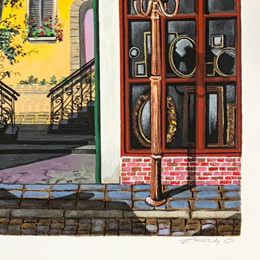 Arkady Ostritsky, "Chez Gerard" Hand Signed Limited Edition Serigraph on Paper with Letter of Authenticity.