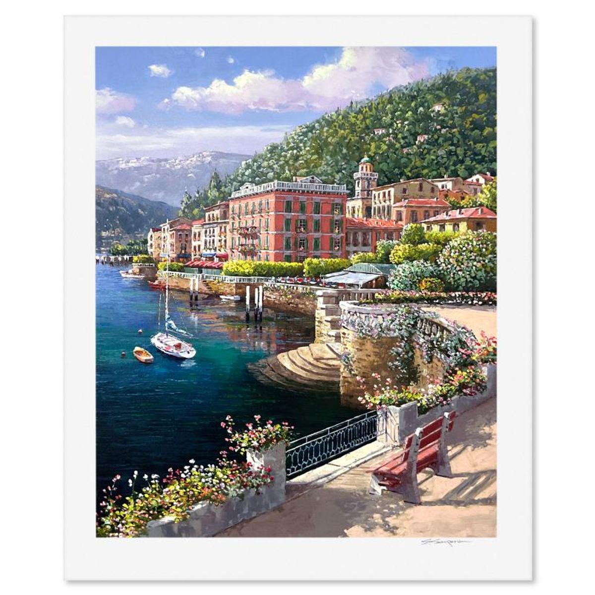 Sam Park, "Lakeside Bellagio" Limited Edition Printer's Proof Serigraph, Numbered and Hand Signed with Letter of Authenticity.