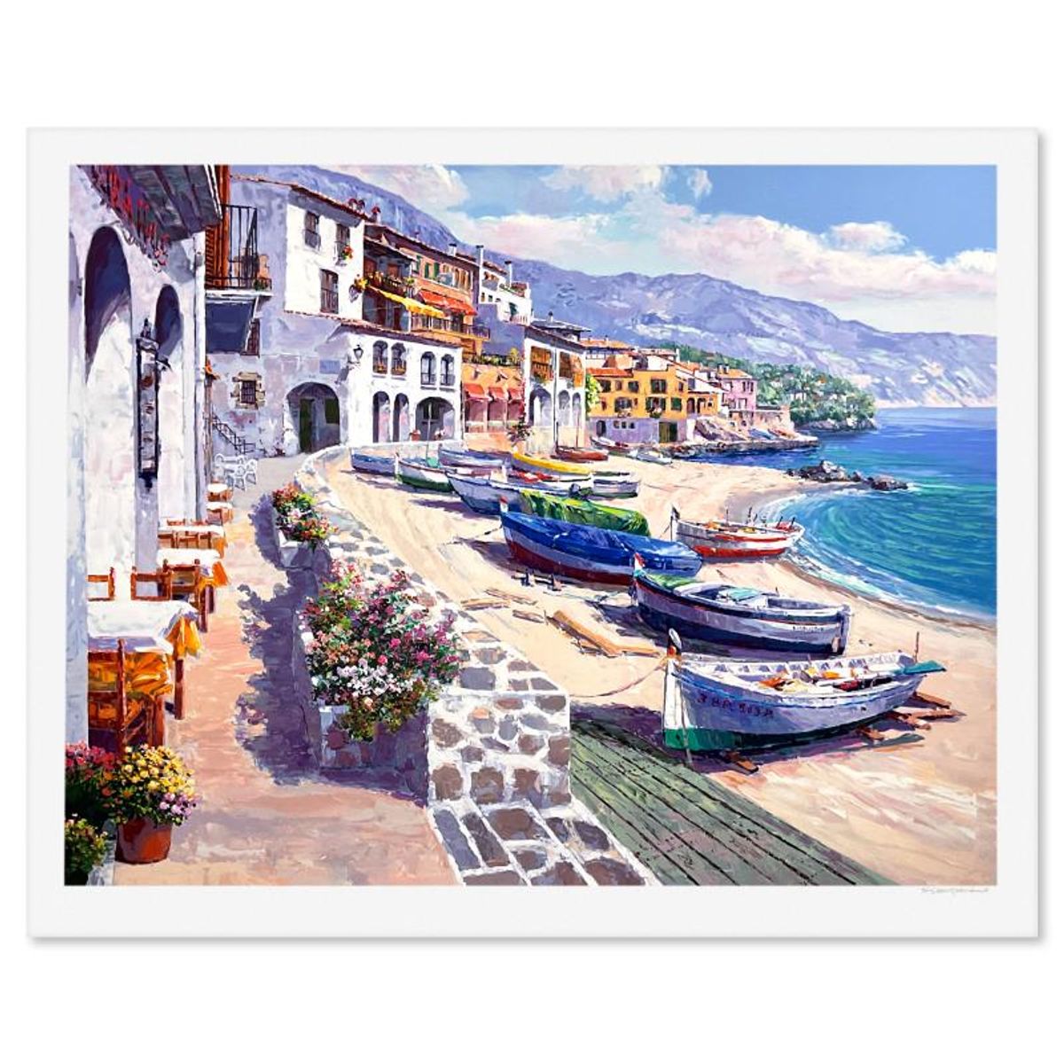 Sam Park, "Boats of Calella" Limited Edition Printer's Proof Serigraph, Numbered and Hand Signed with Letter of Authenticity.