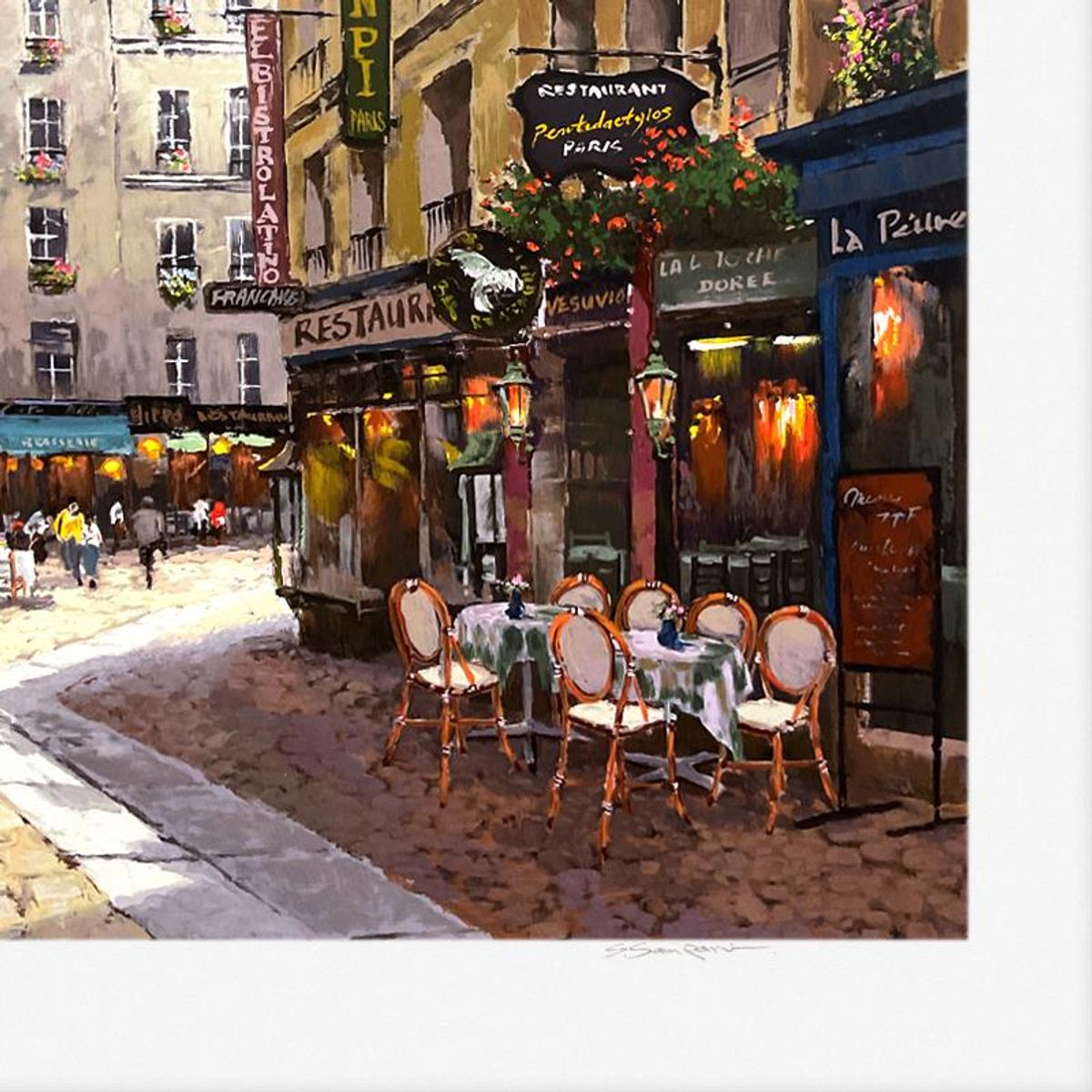 Sam Park, "Parisian Cafe" Limited Edition Printer's Proof Serigraph, Numbered and Hand Signed with Letter of Authenticity.
