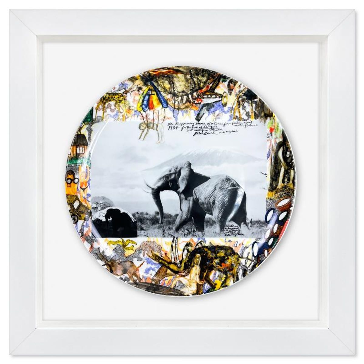 Peter Beard (1938-2020), "Snows of Kilimanjaro" Framed Limited Edition Fine Bone China Plate.