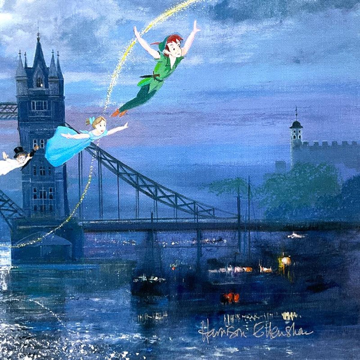 Peter (1913-2007) & Harrison Ellenshaw, "We Can Fly" Limited Japanese Edition on Canvas from Disney Fine Art, Numbered and Hand Signed with Letter of Authenticity