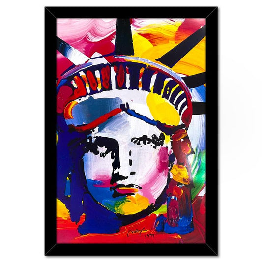 Peter Max, "Liberty Head" Framed Hand Signed Offset Lithograph with Letter of Authenticity.