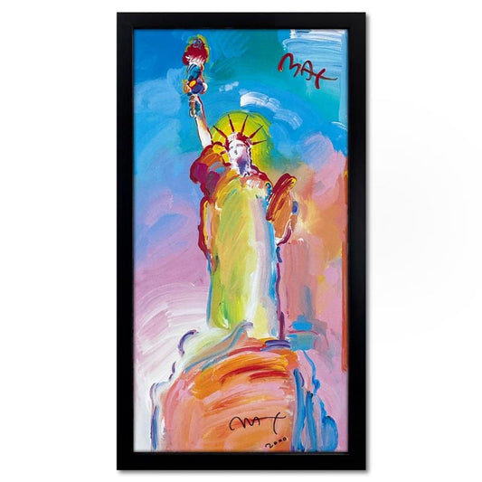 Peter Max, "Statue of Liberty 2000" Framed Hand Signed Offset Lithograph with Letter of Authenticity.