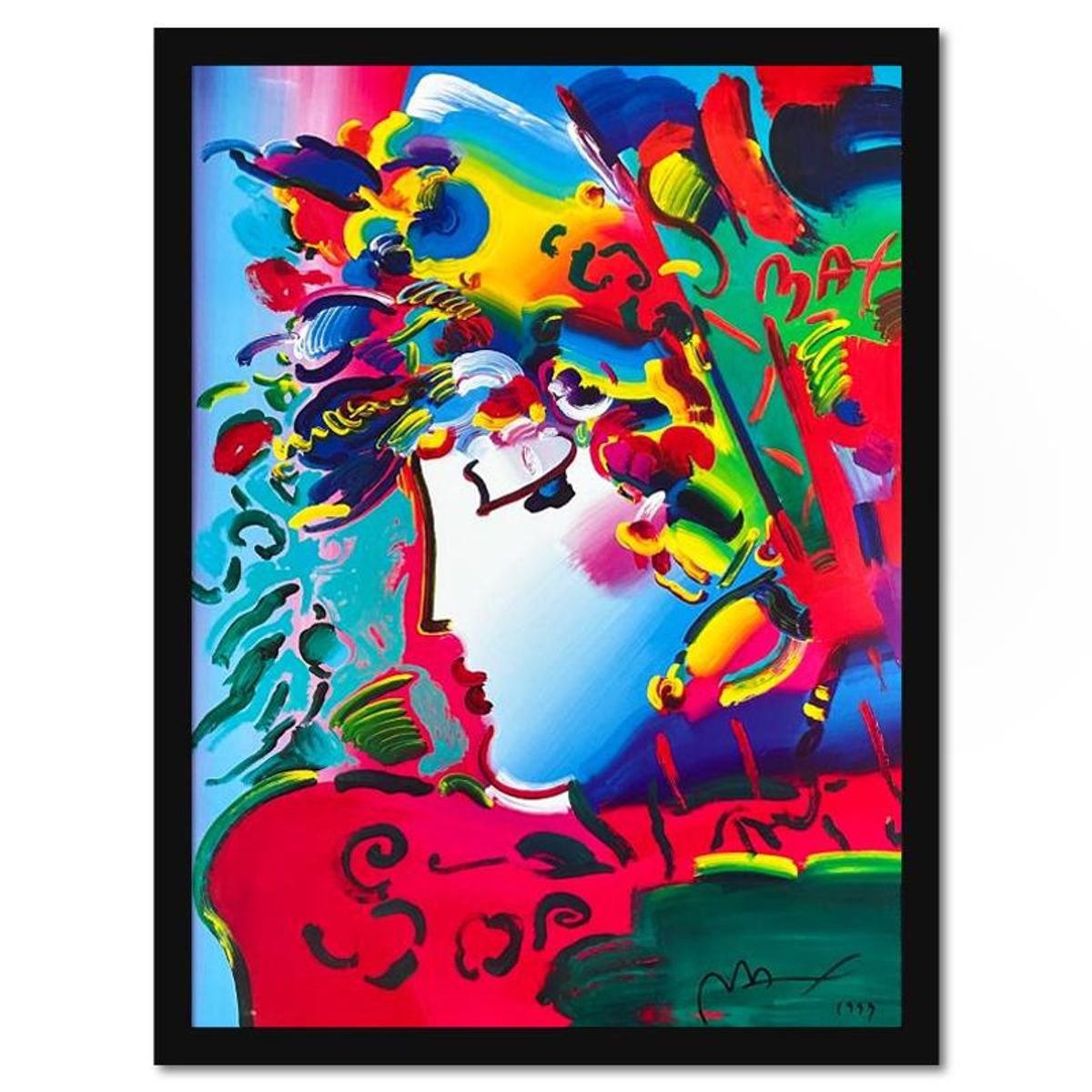 Peter Max, "Blushing Beauty" Framed Hand Signed Offset Lithograph with Letter of Authenticity.