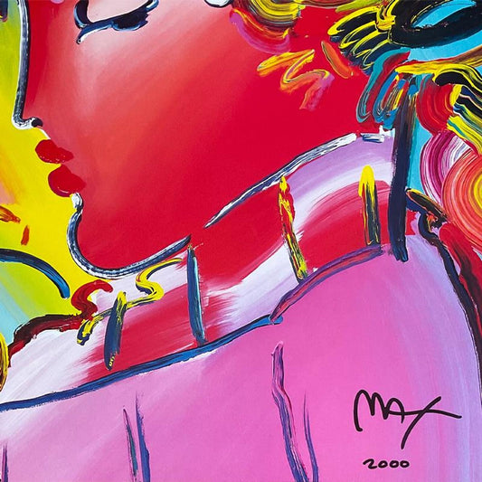 Peter Max, "Zero In Love" Framed Hand Signed Offset Lithograph with Letter of Authenticity.