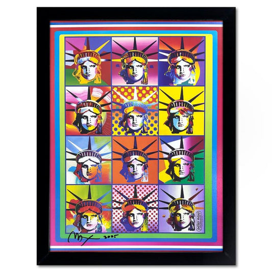 Peter Max, "Liberty and Justice" Framed Hand Signed Offset Lithograph with Letter of Authenticity.
