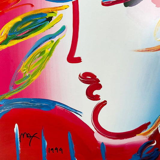 Peter Max, "Blushing Beauty" Framed Hand Signed Offset Lithograph with Letter of Authenticity.