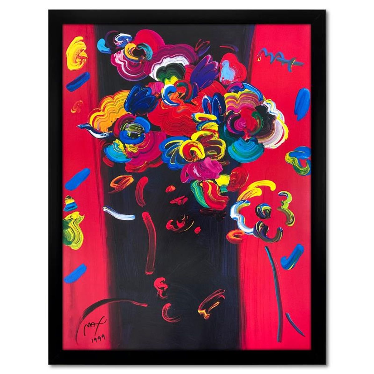 Peter Max, "Roseville Profile" Framed Hand Signed Offset Lithograph with Letter of Authenticity.