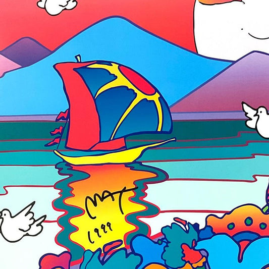 Peter Max, "A New Beginning" Framed Hand Signed Offset Lithograph with Letter of Authenticity.