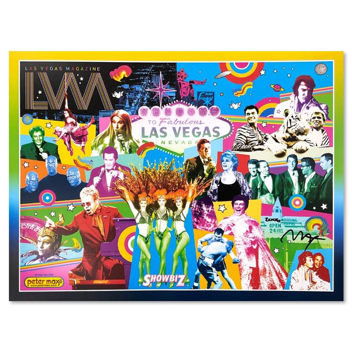 Peter Max, "Las Vegas" Hand Signed Poster with Letter of Authenticity.