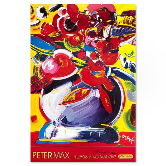 Peter Max, "Flowers II" Hand Signed Poster with Letter of Authenticity.