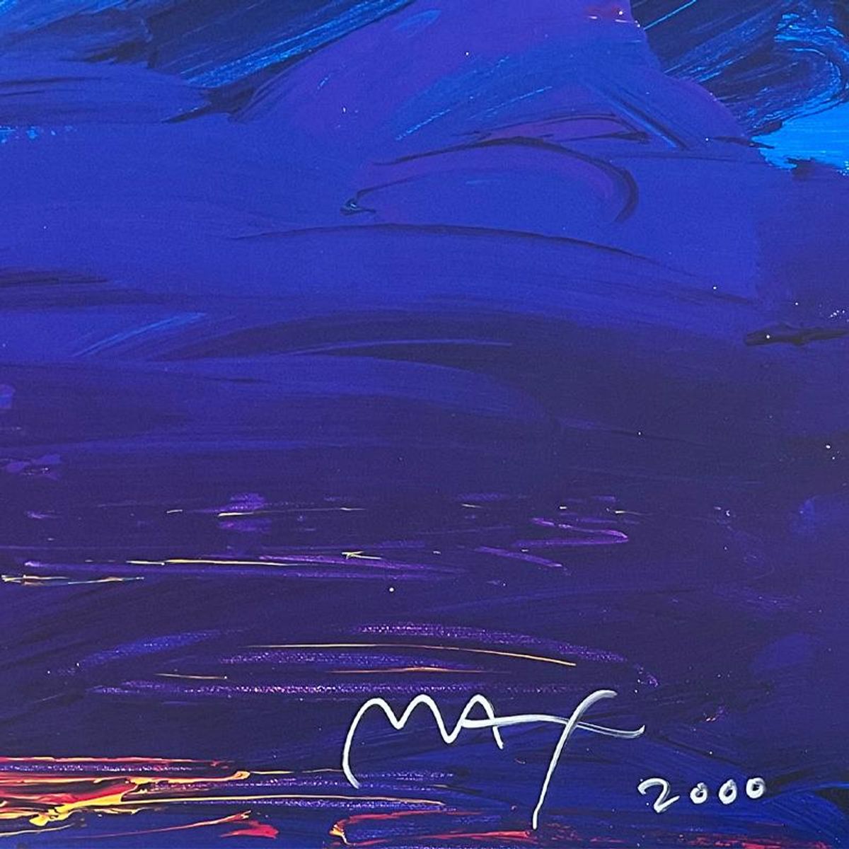 Peter Max, "Summer Storm" Framed Hand Signed Offset Lithograph with Letter of Authenticity.