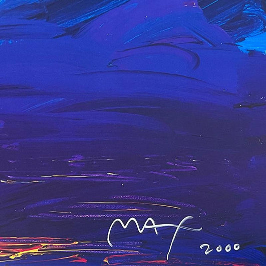 Peter Max, "Summer Storm" Framed Hand Signed Offset Lithograph with Letter of Authenticity.