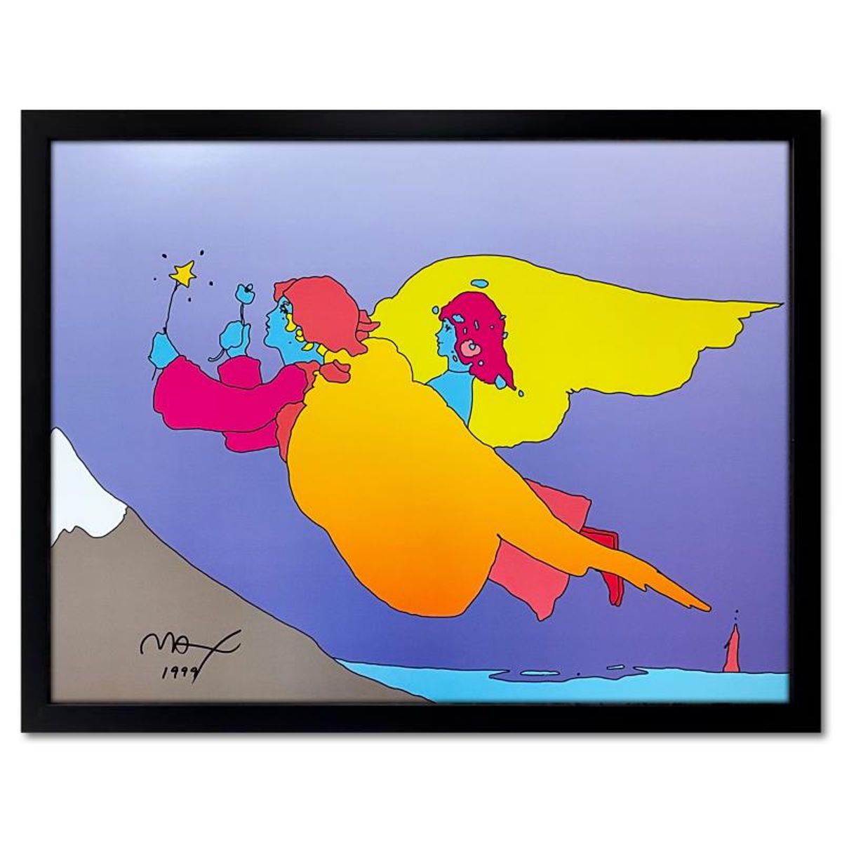Peter Max, "Highest Mountain" Framed Hand Signed Offset Lithograph with Letter of Authenticity.
