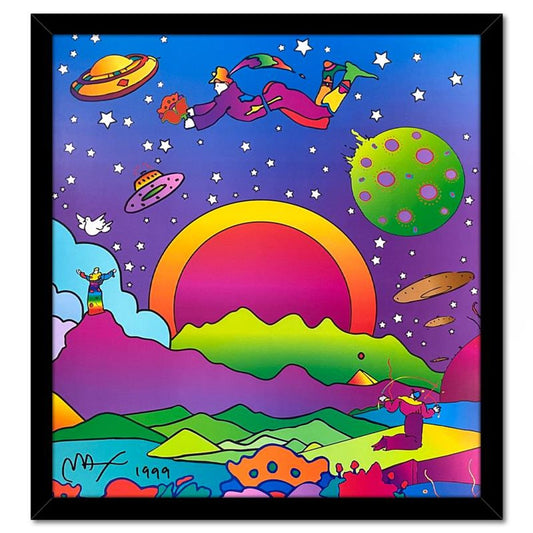 Peter Max, "Heaven on Earth" Framed Hand Signed Offset Lithograph with Letter of Authenticity.