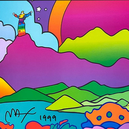Peter Max, "Heaven on Earth" Framed Hand Signed Offset Lithograph with Letter of Authenticity.