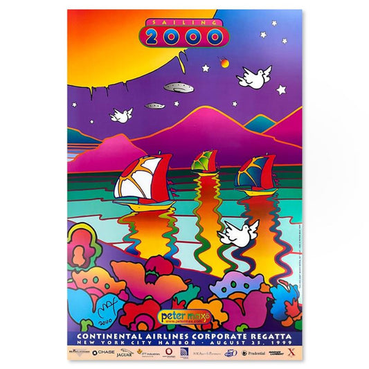 Peter Max, "Sailing" Hand Signed Poster with Letter of Authenticity.