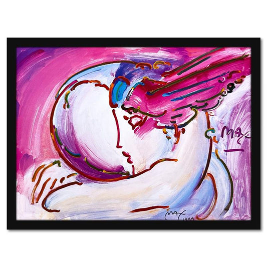 Peter Max, "I Love World" Framed Hand Signed Offset Lithograph with Letter of Authenticity.