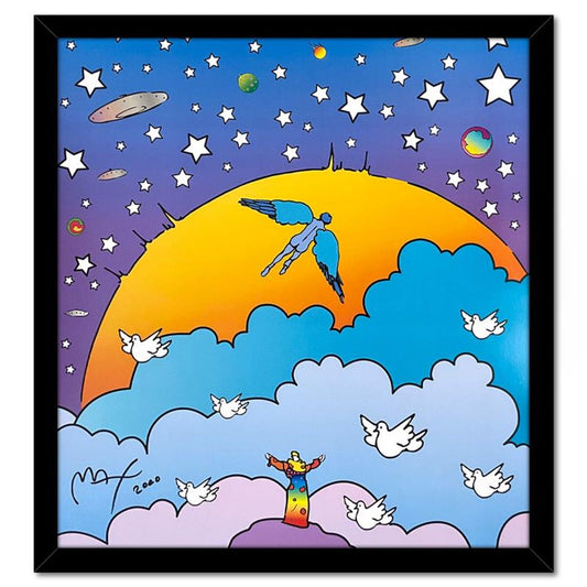 Peter Max, "Beginning of a New Age" Framed Hand Signed Offset Lithograph with Letter of Authenticity.
