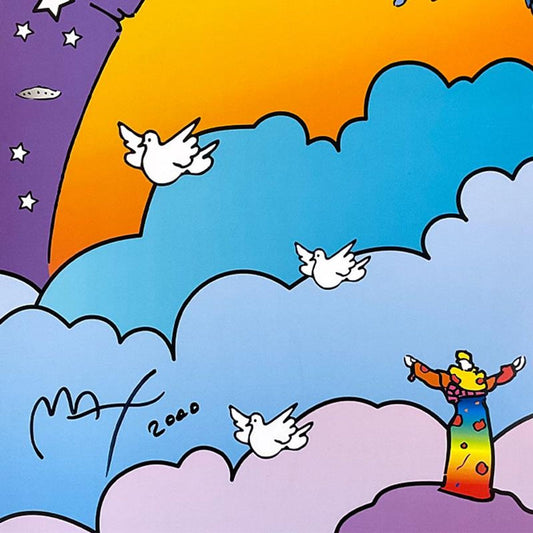 Peter Max, "Beginning of a New Age" Framed Hand Signed Offset Lithograph with Letter of Authenticity.