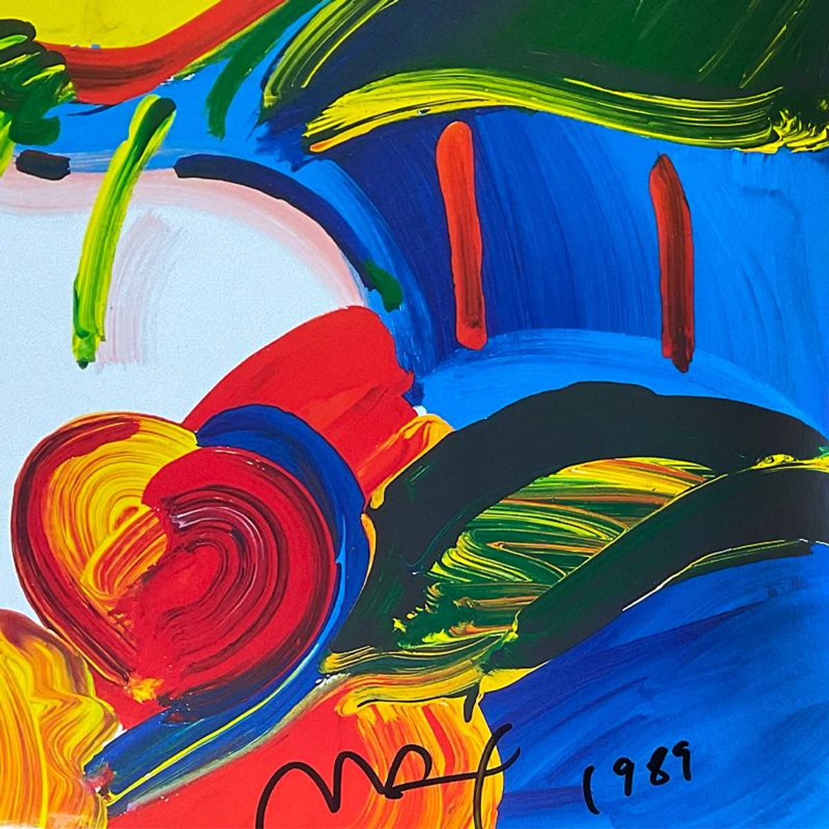 Peter Max, "Flower Blossom Lady" Framed Hand Signed Offset Lithograph with Letter of Authenticity.