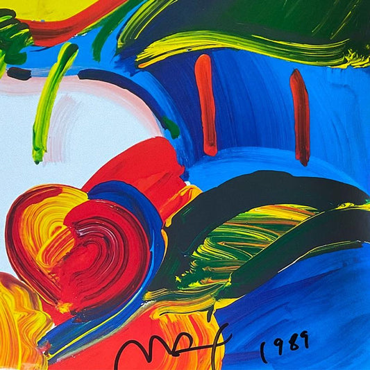 Peter Max, "Flower Blossom Lady" Framed Hand Signed Offset Lithograph with Letter of Authenticity.