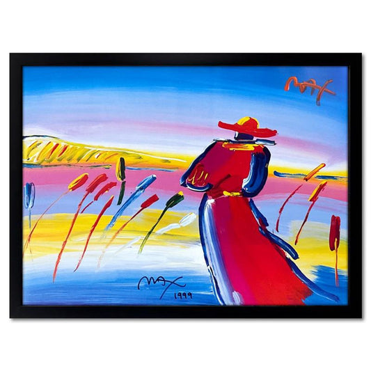 Peter Max, "Walking in Reeds" Framed Hand Signed Offset Lithograph with Letter of Authenticity.