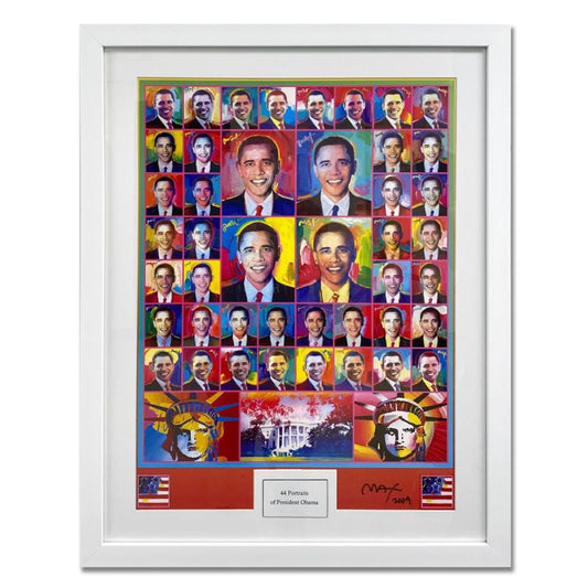 Peter Max, "44 Obama III" Framed Hand Signed Poster with Letter of Authenticity.