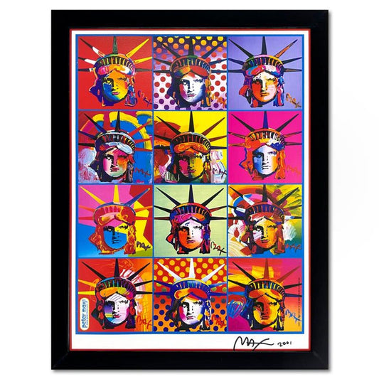 Peter Max, "9-11 Liberty & Justice for All" Framed Hand Signed Offset Lithograph with Letter of Authenticity.