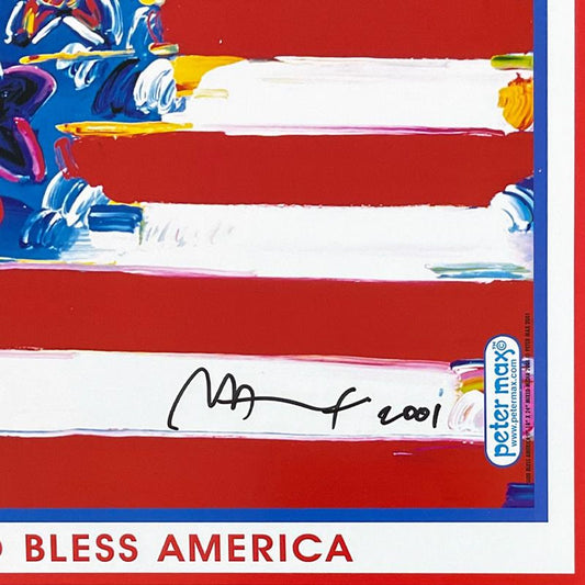 Peter Max, "9-11 God Bless America II" Framed Hand Signed Offset Lithograph with Letter of Authenticity.