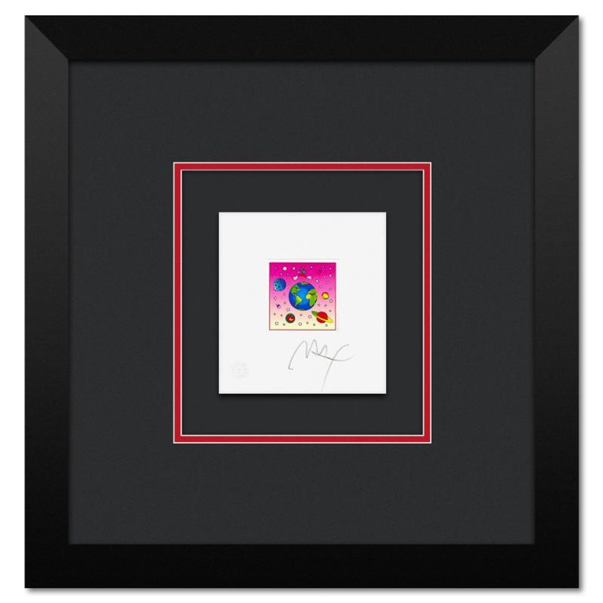 Peter Max, "Cosmic Runner with Planets" Framed Limited Edition Lithograph, Numbered and Hand Signed with Certificate of Authenticity.