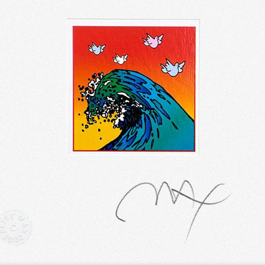 Peter Max, "Great Wave with Doves" Framed Limited Edition Lithograph, Numbered and Hand Signed with Certificate of Authenticity.