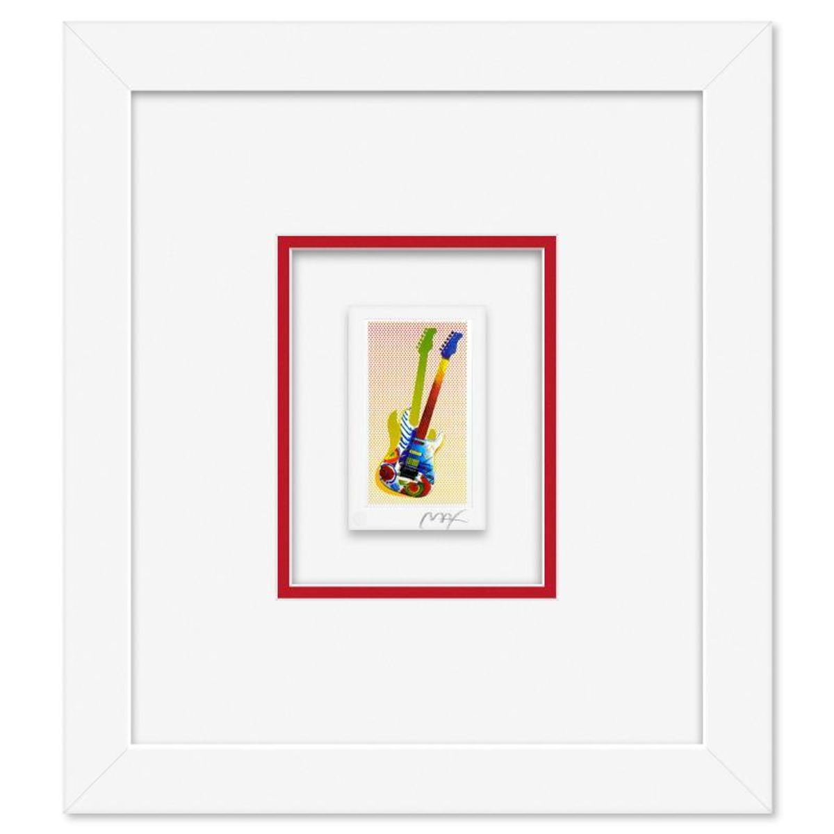 Peter Max, "Rock-N-Roll Guitar I" Framed Limited Edition Lithograph, Numbered and Hand Signed with Certificate of Authenticity.
