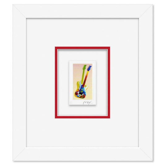 Peter Max, "Rock-N-Roll Guitar I" Framed Limited Edition Lithograph, Numbered and Hand Signed with Certificate of Authenticity.